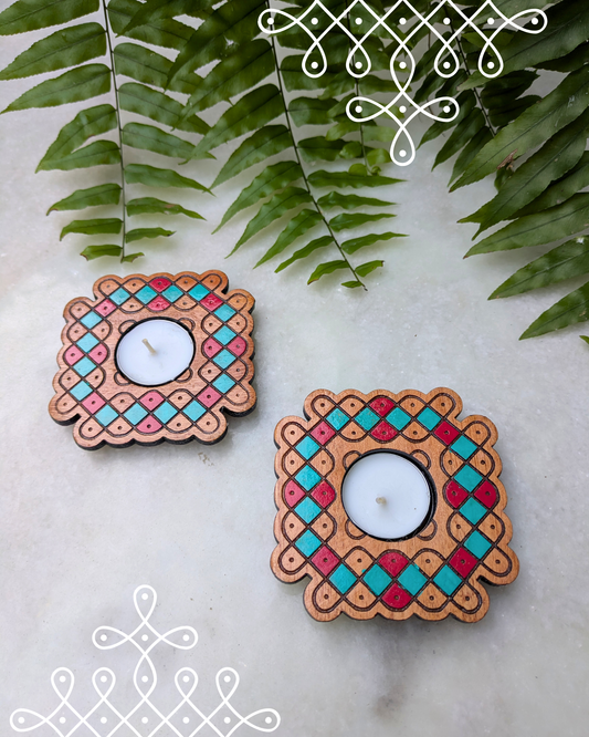 Tealight Holder Colored Set Of 2