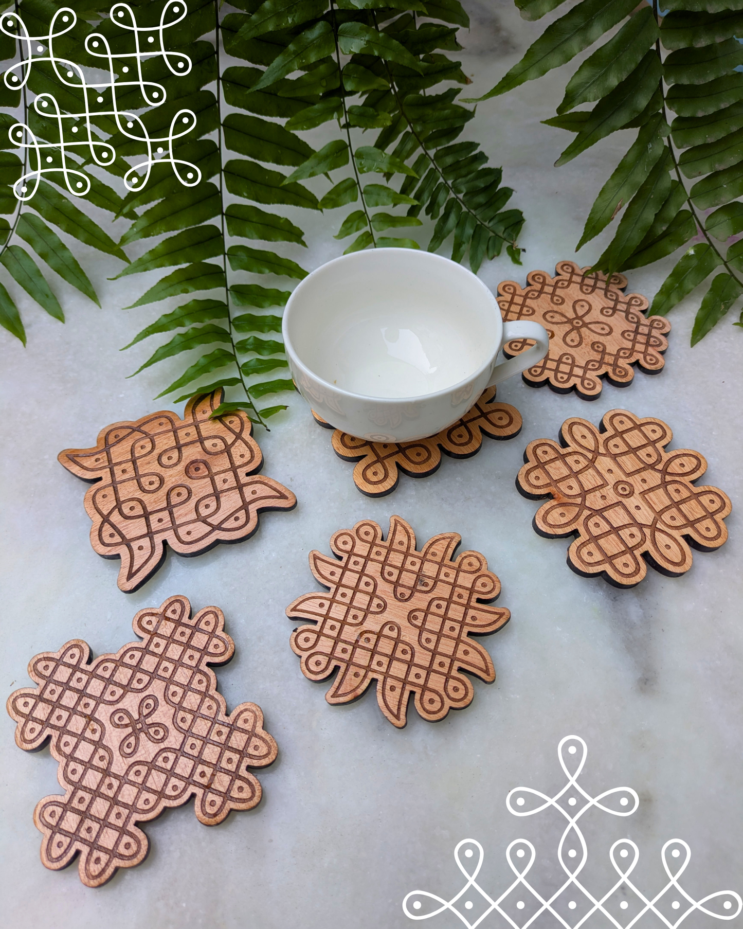 Kolam Coasters Set Of 6 Without Holder