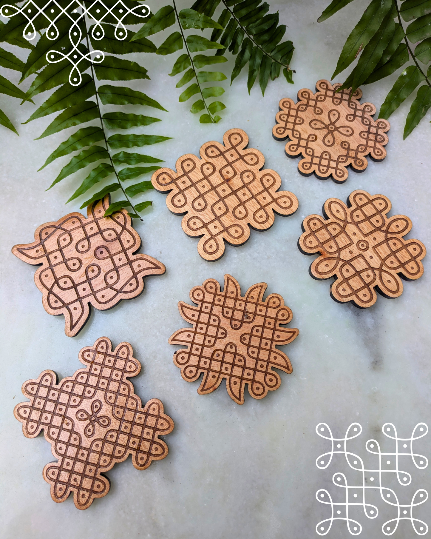 Kolam Coasters Set Of 6 Without Holder