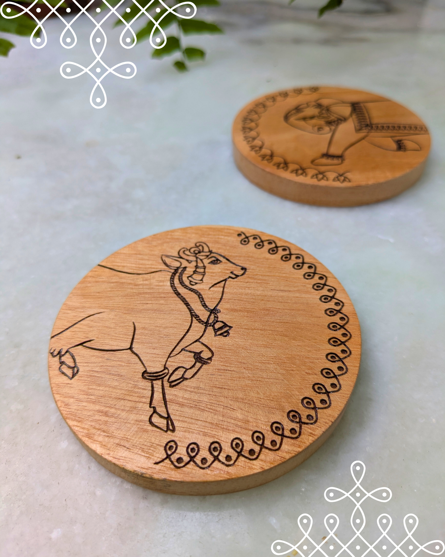 Elephant And Cow Coasters Set Of 2