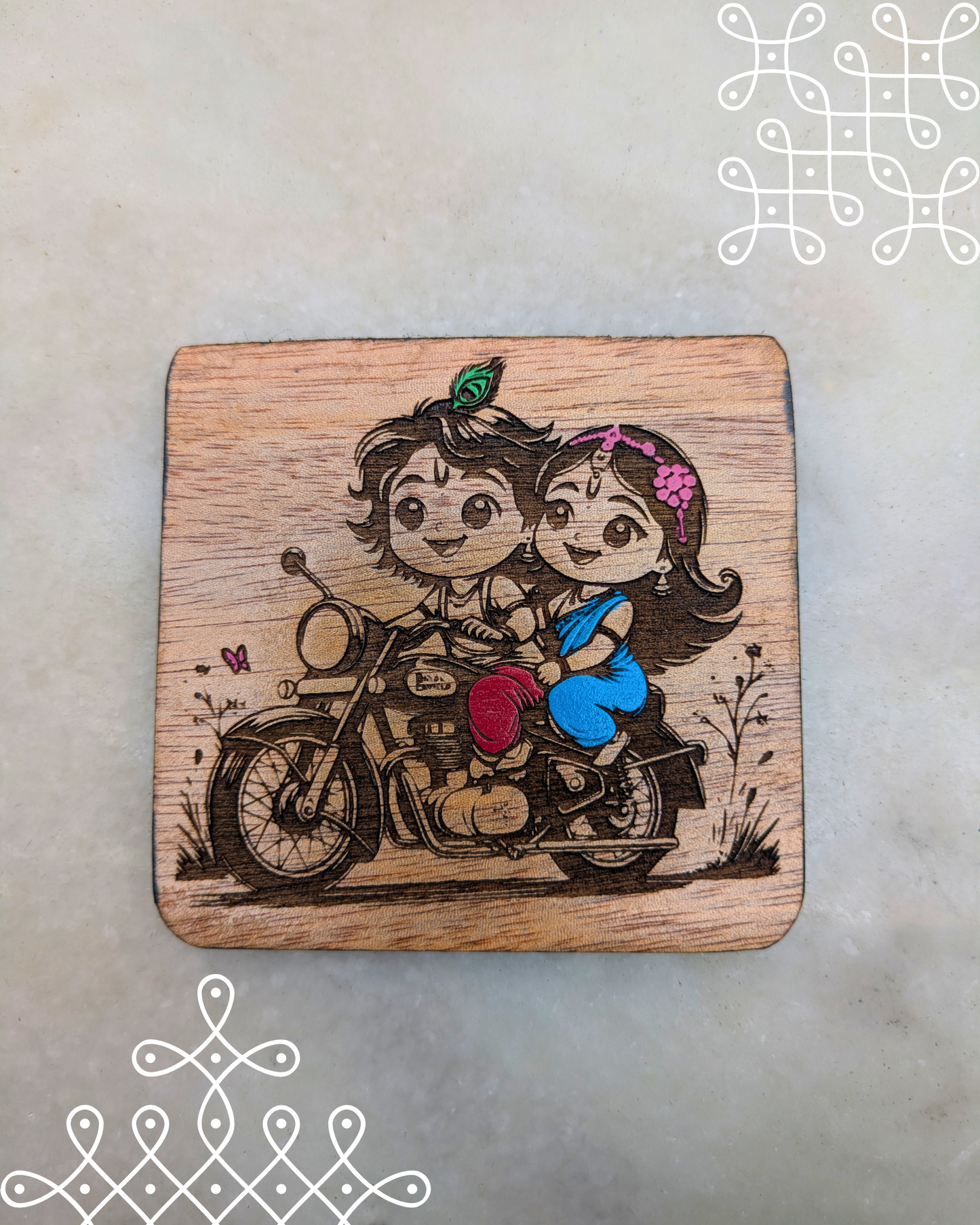 Kolam Fridge Magnets (Rider Krishna)