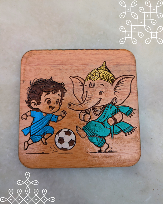 Kolam Fridge Magnets (Football Ganesha)