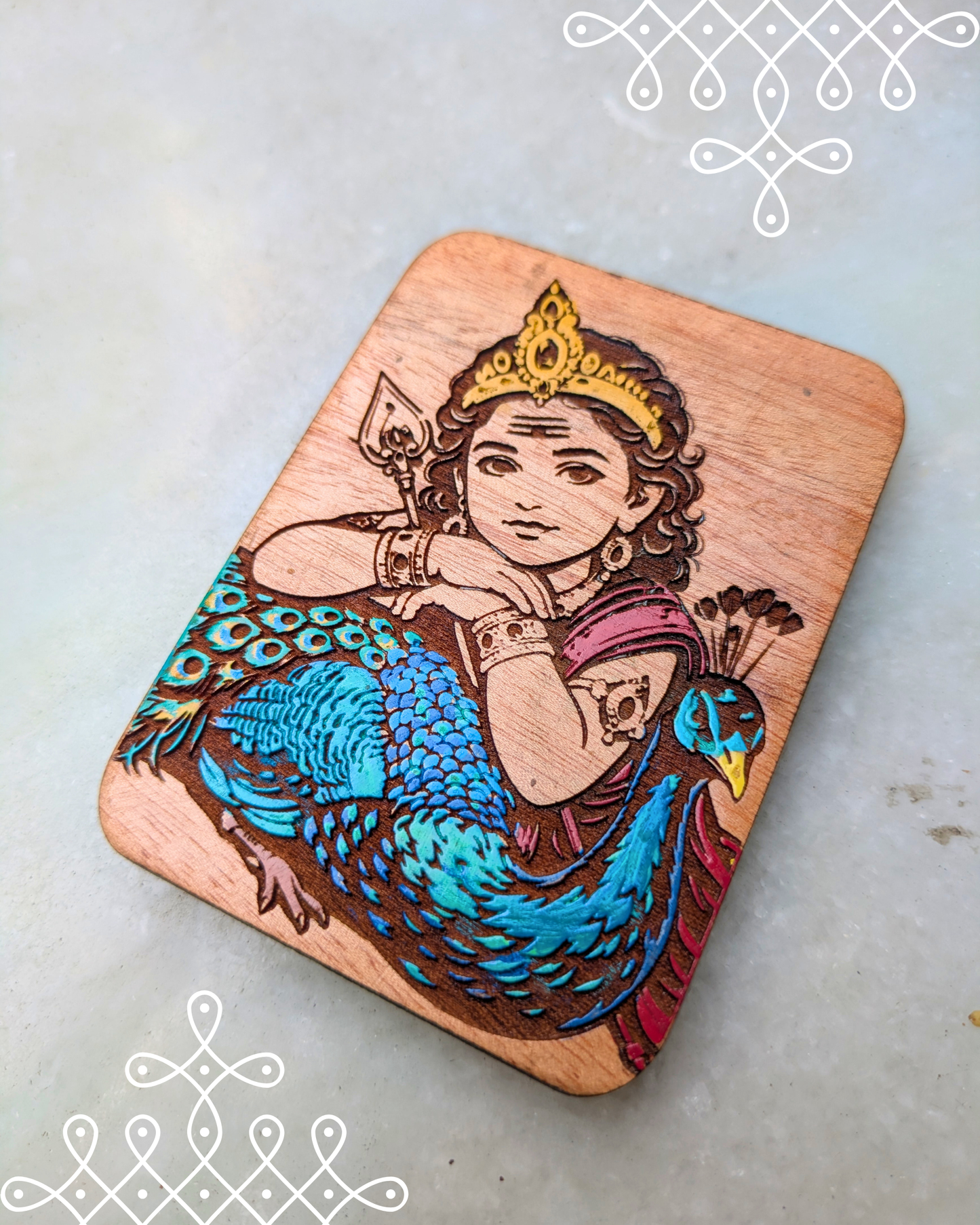 Kolam Fridge Magnets (Murugan With Mayil)