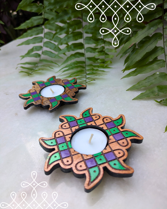 Tealight Holder Colored Set Of 2