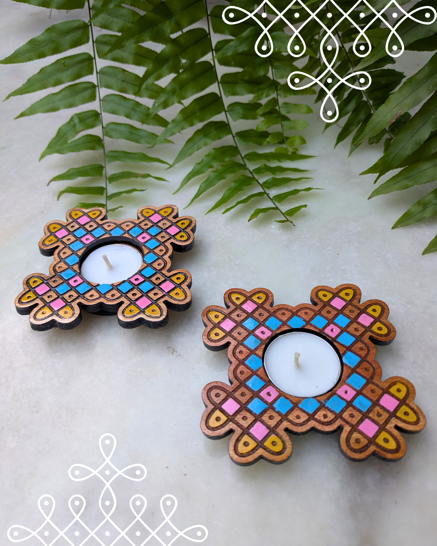 Tealight Holder Colored Set Of 2