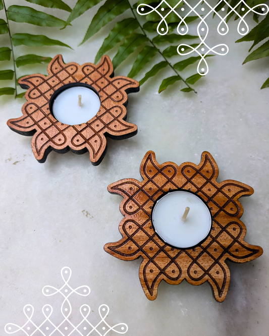 Kolam tealight holder set of 2