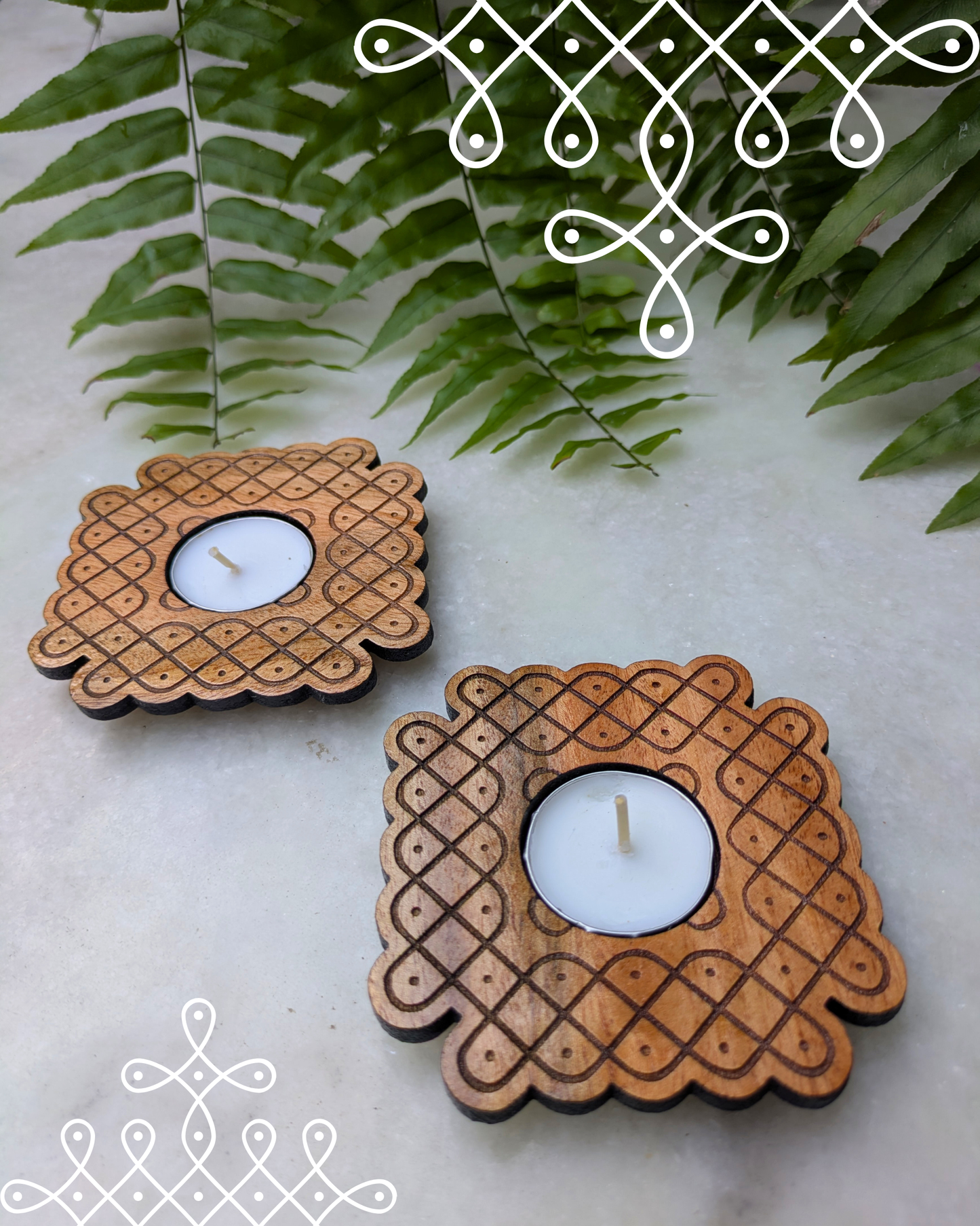 Kolam tealight holder set of 2