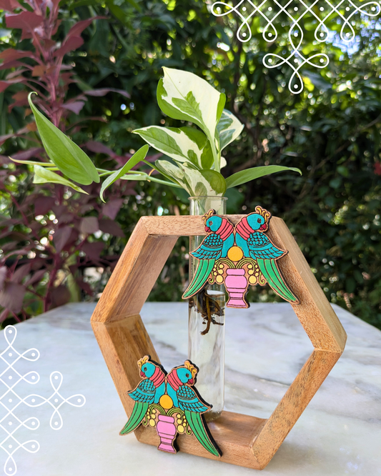Kolam Hexagon planter - double parrot PL-HEXDP