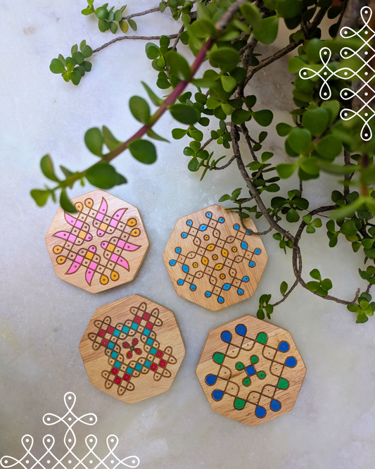Octagon Coasters Colored Set Of 4