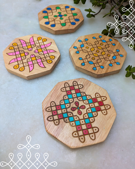 Octagon Coasters Colored Set Of 4