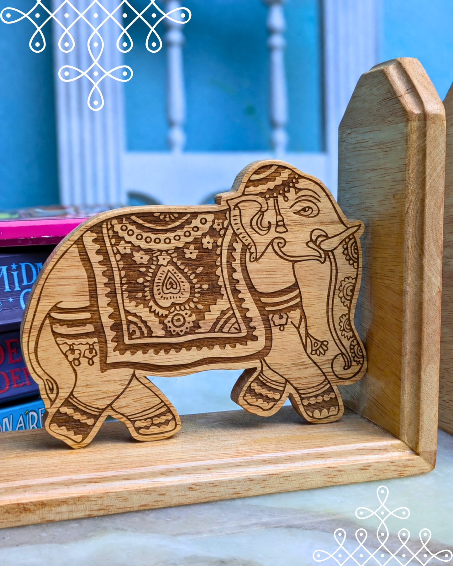 Kolam Elephant book end (coloured) UT-BEEC